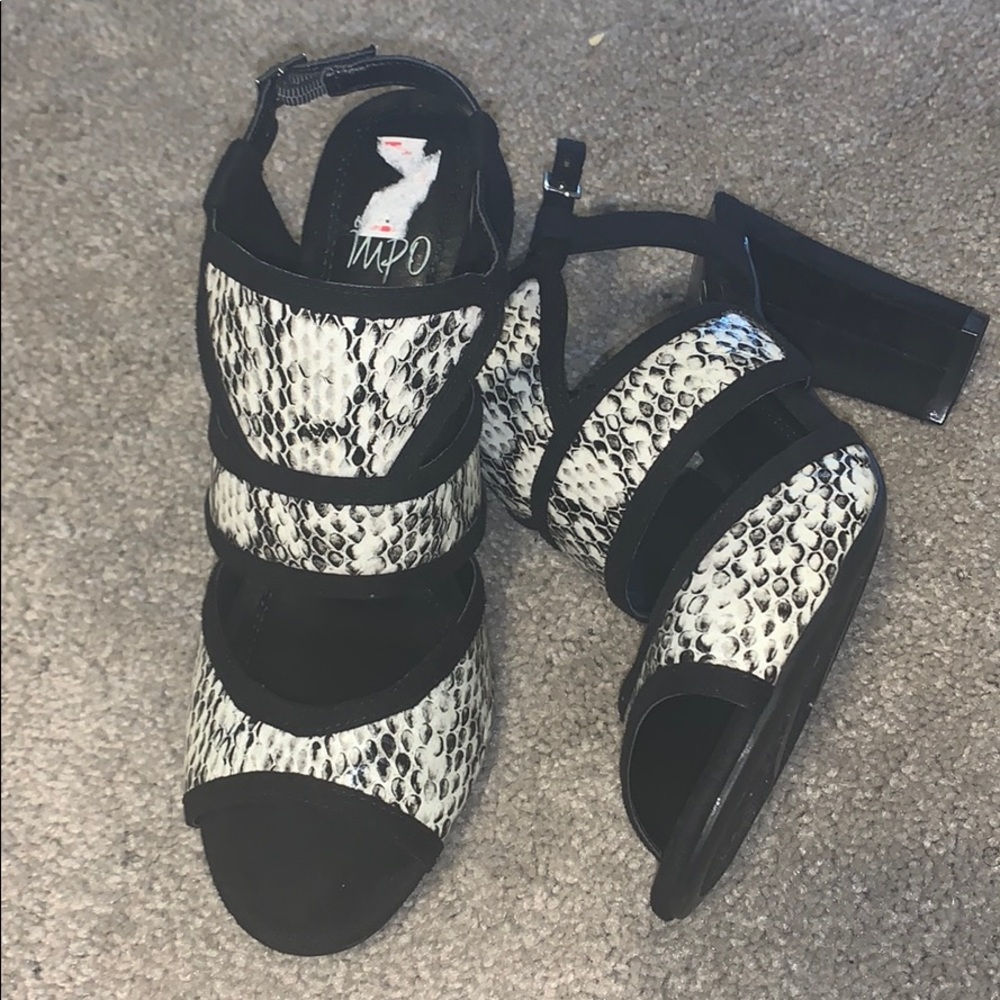 Black and white sandals